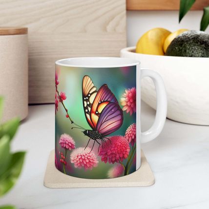July Ruby Birth Month Colors Fairies & Butterflies #2 Mug Ceramic Coffee Mug 11o
