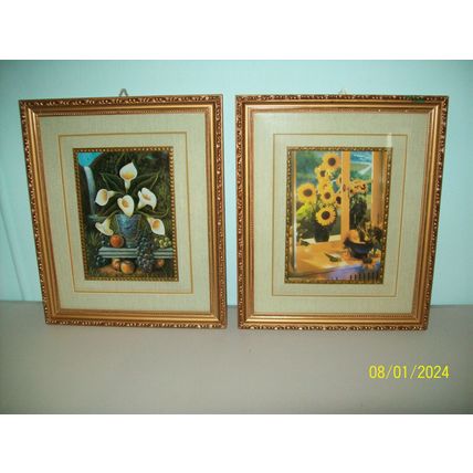 Framed Floral Pictures x 2