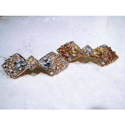 Gold or clear bow shaped crystal hair barrette clip bridal clip bridal barrette