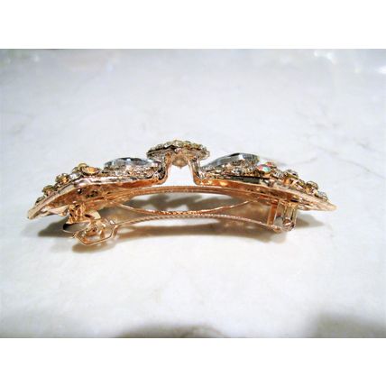 Gold or clear bow shaped crystal hair barrette clip bridal clip bridal barrette
