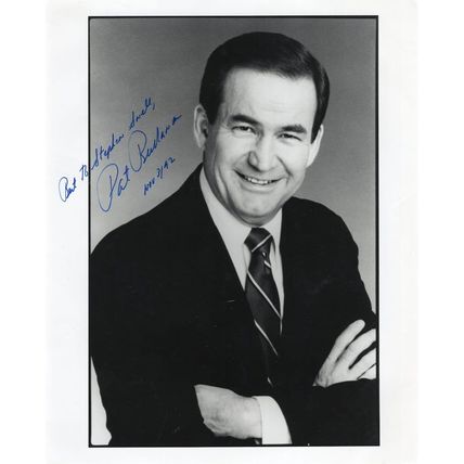 Pat Buchanan USA Politics White House Aide Large Hand Signed Photo
