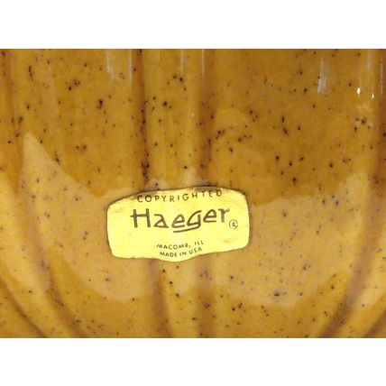Haeger Pottery MCM Oval 12" Planter Yellow Speckled Ribbed Sides 4020C USA Fall