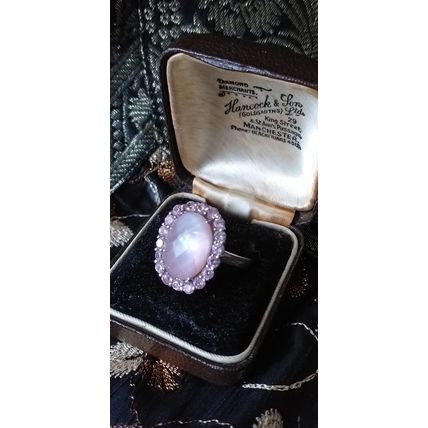 Vintage 1950-s 925 Sterling Silver Large Pink Zircon Ring Size US 7.5, UK P