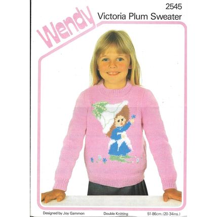 Children's Vintage Wendy Round Neck Sweater with Motif Pattern 2545