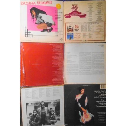 Lot of 6 R&B Soul vinyl LP record albums: Donna Summer, Tramps, Soul Train, etc
