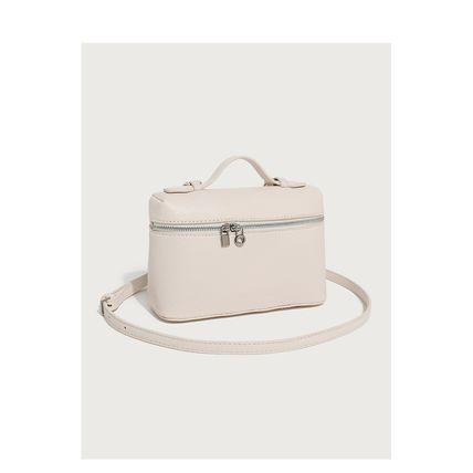 Ladies' Double Zipper Handbag Makeup Bag White