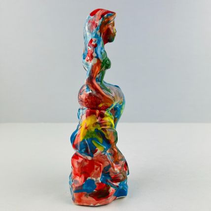 American Folk Art Mermaid Hand Painted Tye Tie-Dye Ceramic Statue Unique