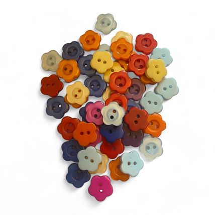 100Pcs Resin Flower Buttons 12mm 2 Holed Mixed Colour Sew on Scrapbook Craft