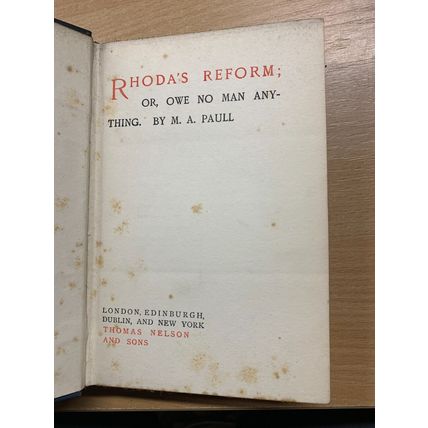 ANTIQUE M A PAULL "RHODA'S REFORM" FICTION HARDBACK BOOK (P3)