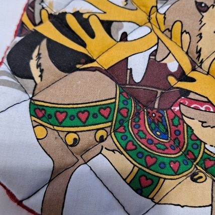 Vintage QUILTED CHRISTMAS STOCKING 16" Bag Gift Santa Gifts Toys Reindeer
