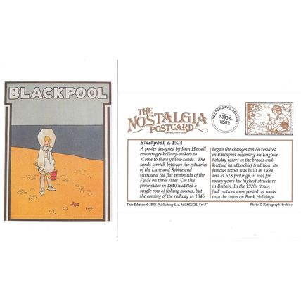 Poster Art Postcard Blackpool c1924 John Hassall Bucket & Spade Sand - Nostalgia