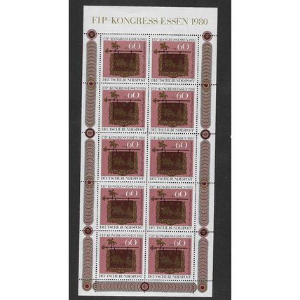 GERMANY 1980 49th INTERNATIONAL PHILATELIC CONGRESS FIP SHEETLET MNH SG1943 X 10