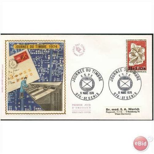 France FDC 1974 - SG 2031 - Journee Du Timbre - Stamp Day (silk)