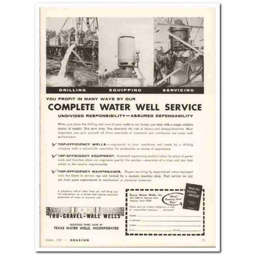 texas water wells inc 1967 complete service drill equipping vintage ad