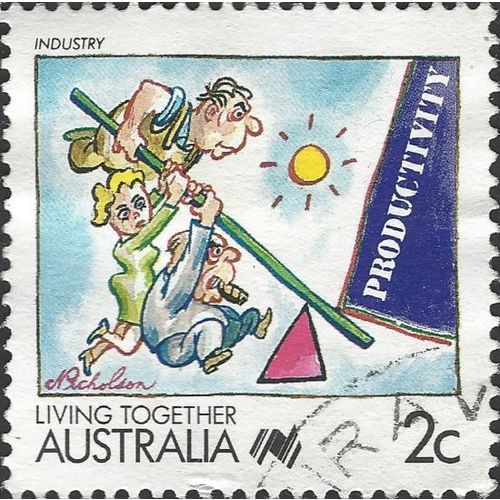 AUSTRALIA, Living Together, Industry, blue 1988, 2c, #2