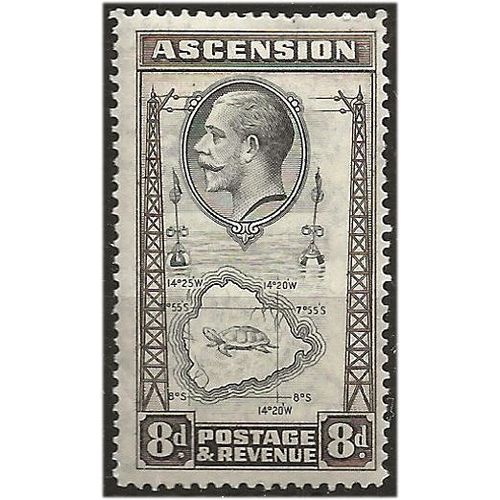Ascension Island 1934 SG27 8d Black & Sepia Mounted Mint . ..