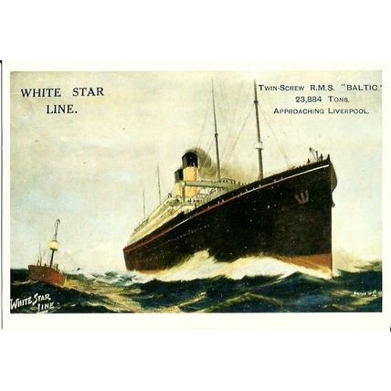 White Star Line RMS BALTIC Art Postcard (Liverpool Museum)