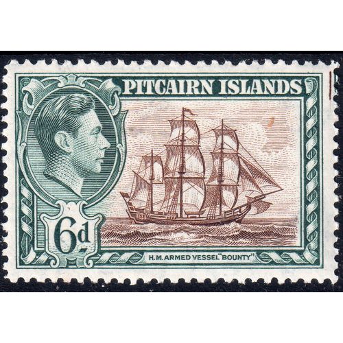 Pitcairn Is Sg6 6d Brown & Grey-Blue Fresh un mounted mint MNH (G123)