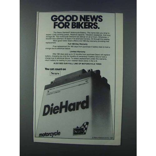 1981 Sears DieHard Motorcycle Battery Ad - Good News