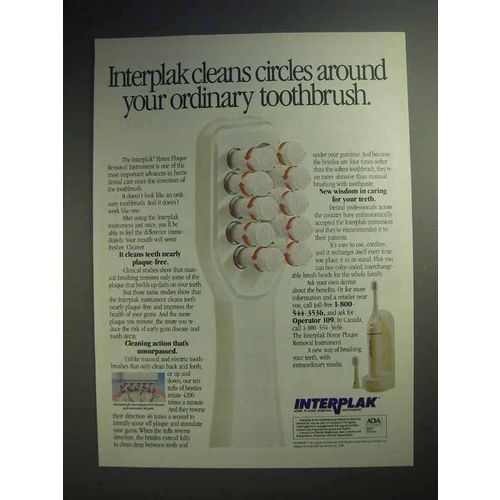 1989 Interplak Toothbrush Ad - Cleans Circles Around