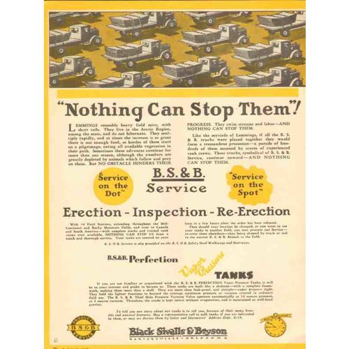 BLACK SIVALLS BRYSON INC 1931 Nothing can stop them oil vintage ad