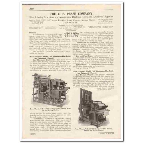C F PEASE COMPANY 1931 blue printing machines washer vintage catalog