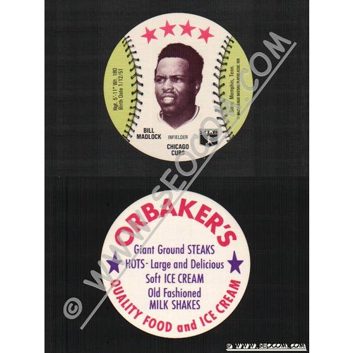Sport Baseball Discs Name: Madlock, Bill Infielder Chicago Cubs~547