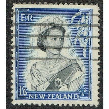 New Zealand 1953 Definitive Issue 1/6d Black and Bright Blue SG733 GU