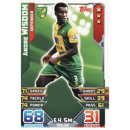 Match Attax 2015/2016 Extra U43 Andre Wisdom Norwich City