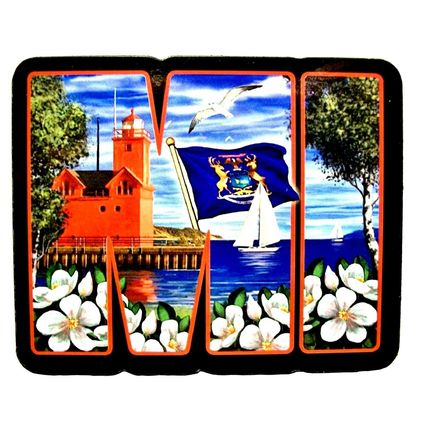 Michigan The Great Lakes State Artwood Initial Fridge Magnet