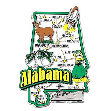 Alabama Jumbo State Map Fridge Magnet