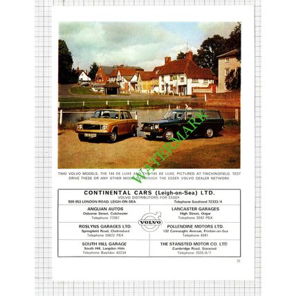 Volvo Car Advert Finchingfield Essex - 1971 Cutting