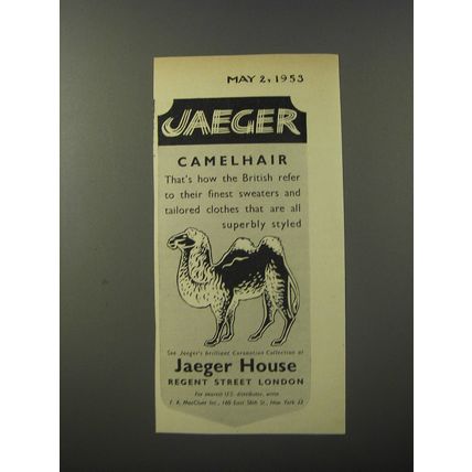 1953 Jaeger Fashion Advertisement - Camelhair