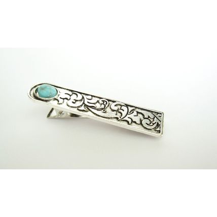 Turquoise blue stone silver metal boho native alligator hair clip for thin fine