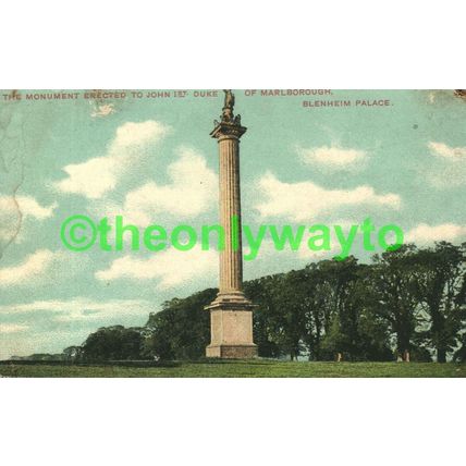 Monument, Blenheim Palace, Oxon, Corner pinholes in RPPC Postcard