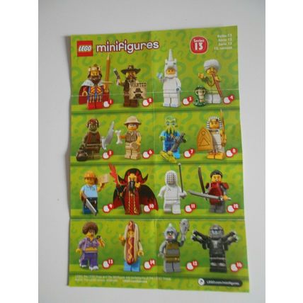Lego Mini Figures - Series 13 - Info Sheet and Packet