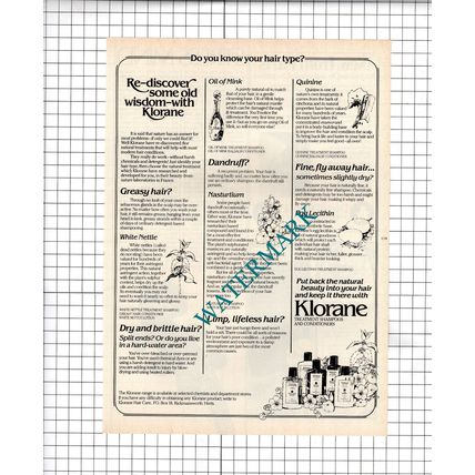 Klorane Hair Care VINTAGE ADVERT - 1980