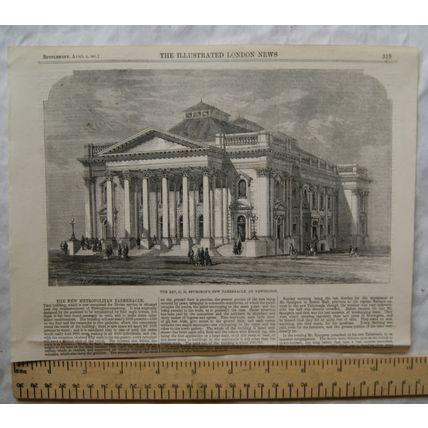 1861 engraving & article The New Metropolitan Tabernacle at Newington