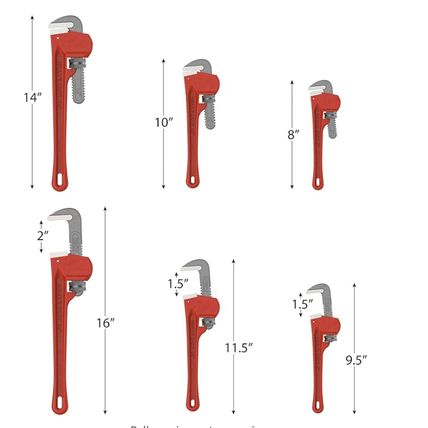 Stalwart Heavy Duty Pipe Wrench Set 3 Piece Cast Iron With Storage Pouch