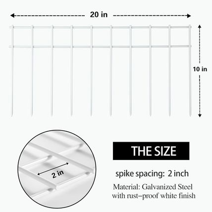 Adavin White Animal Barrier, 20 Pack No Dig Fence,Underground Garden Fencing, Pe
