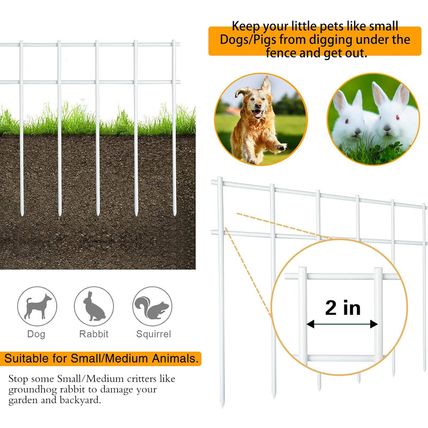 Adavin White Animal Barrier, 20 Pack No Dig Fence,Underground Garden Fencing, Pe