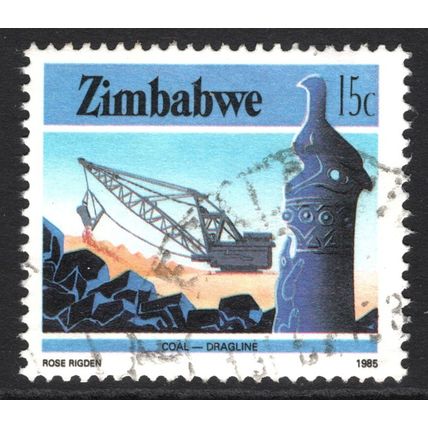 ZIMBABWE 1985: COAL-DRAGLINE - 15c USED (G16)
