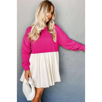 Rose Red Sweatshirt Poplin Mini Dress