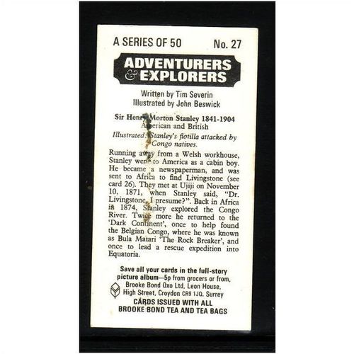 Brook Bond Adventurers Explorers Sir Henry Morton Stanley No 27 Mint