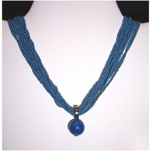 Necklace #lalz + pendant lapis afghan lazuli & hematite 20 inch costume jewelry