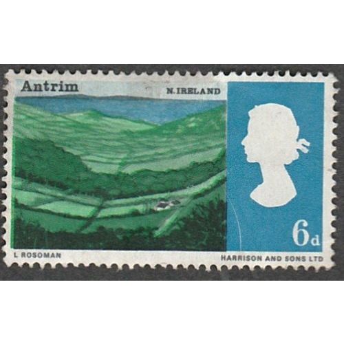 1966 Landscapes, 6d Value, Antrim, Northern Ireland. Fine Used