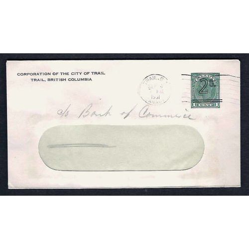Canada #EN528-10 Special Order Sta. Trail BC 1951 redirected George VI