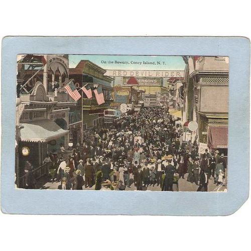 New York Coney Island Amusement Park Postcard On The Bowery Coney Island t~358