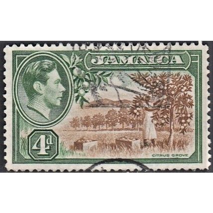 JAMAICA, 1938-51 4d George VI Citrus Groove, SG 127 (Scott #122), good used.