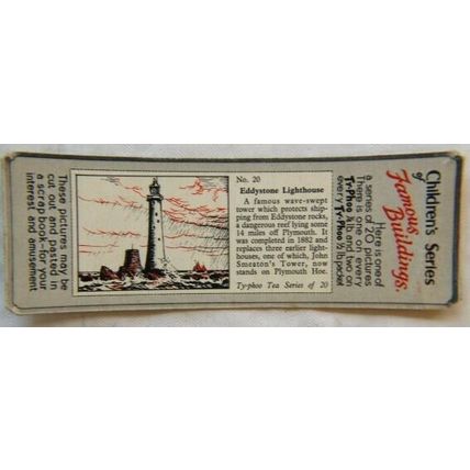 1955 Typhoo Famous Buildings card 20 Eddystone Lighthouse
